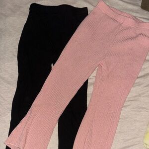 SHEIN Kids Dual Pack Leggings in Pink and Black